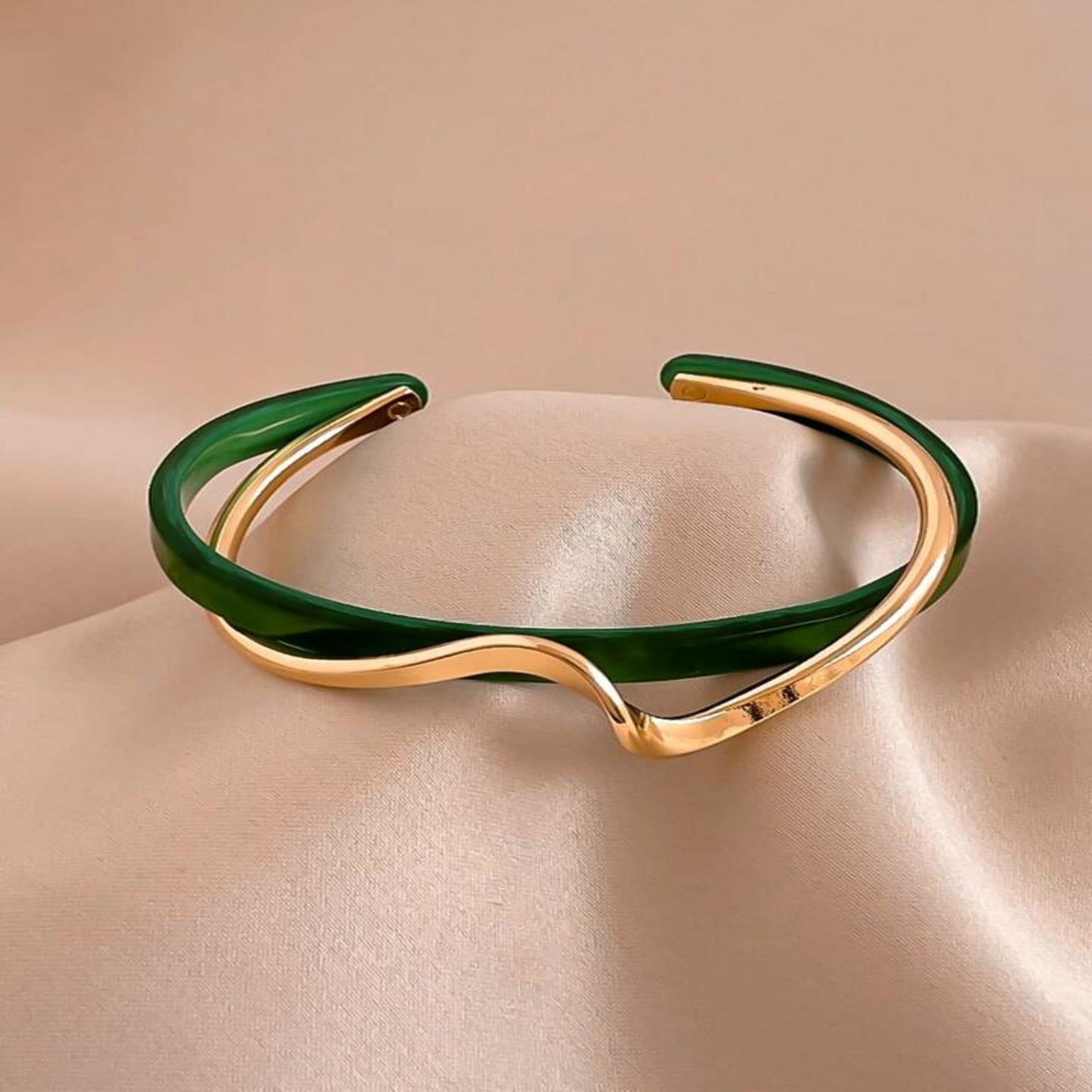 Two Tone Green Cuff Bangle