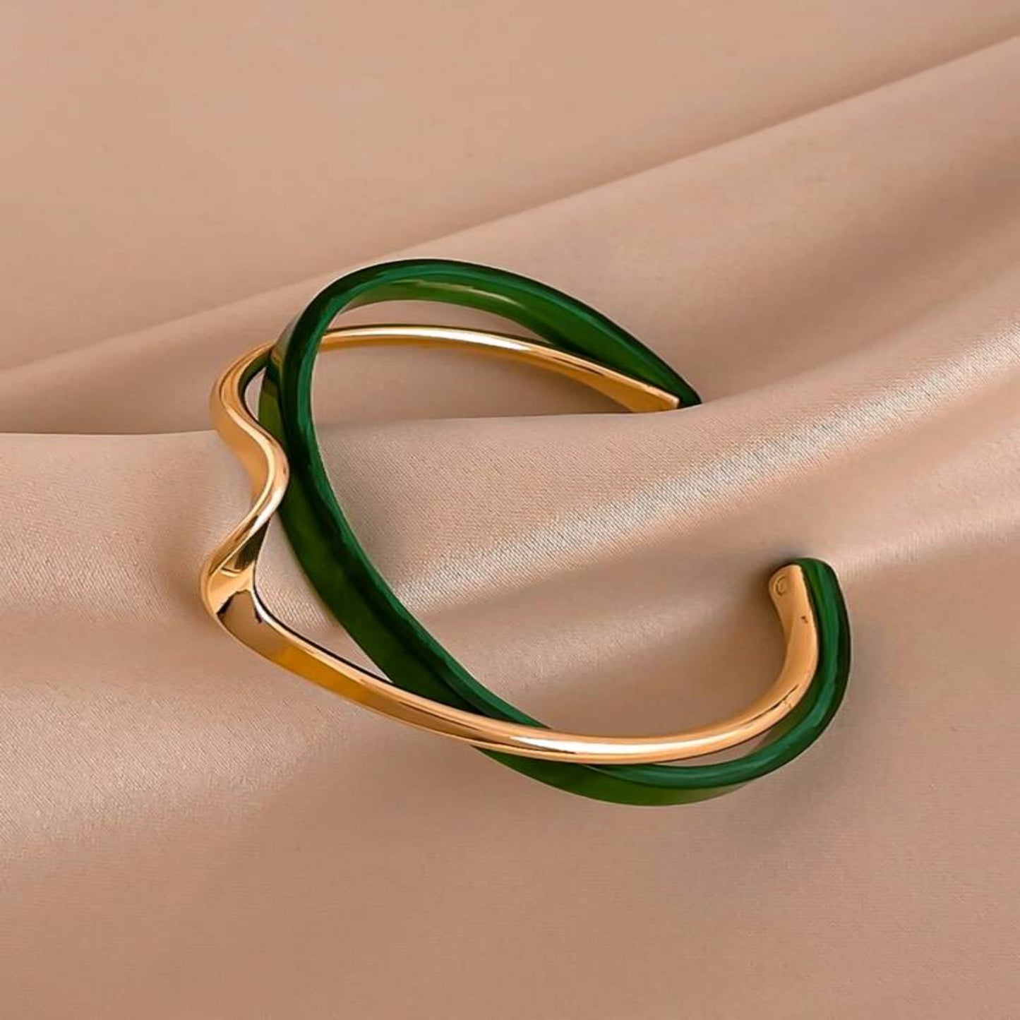 Two Tone Green Cuff Bangle