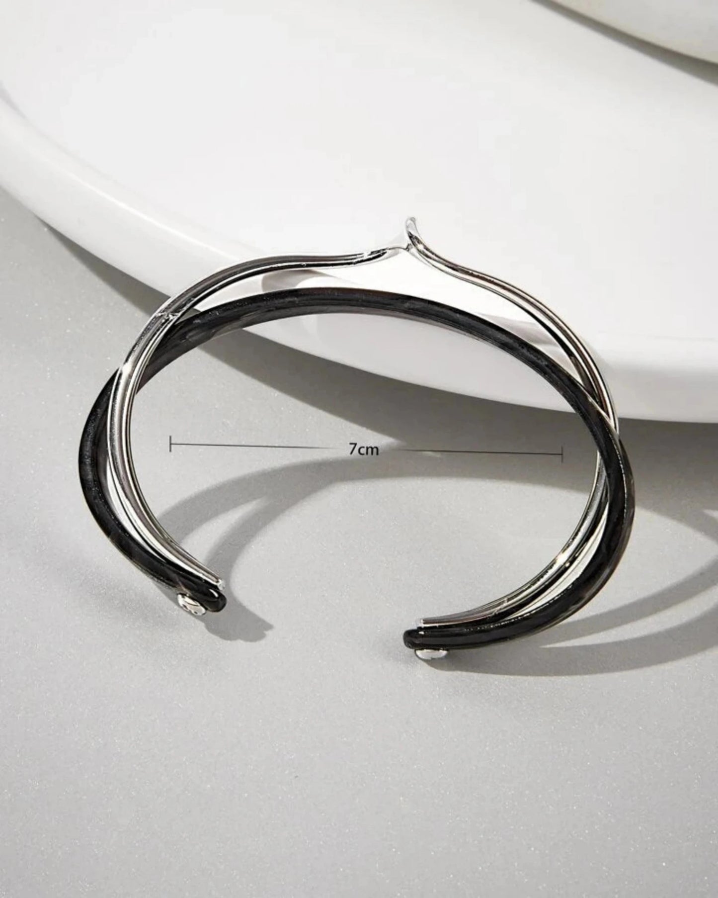 Black Two Tone Cuff Bangle