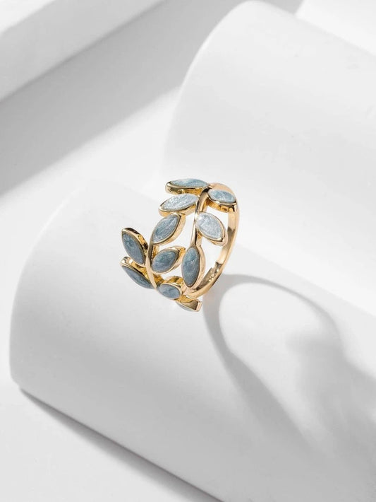 Leaf Cuff Ring Blue