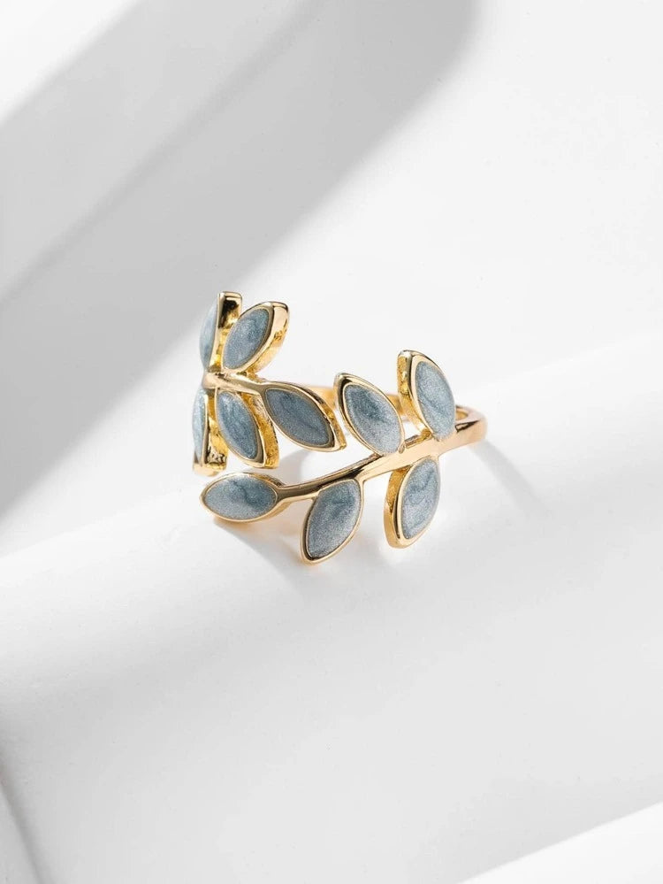 Leaf Cuff Ring Blue