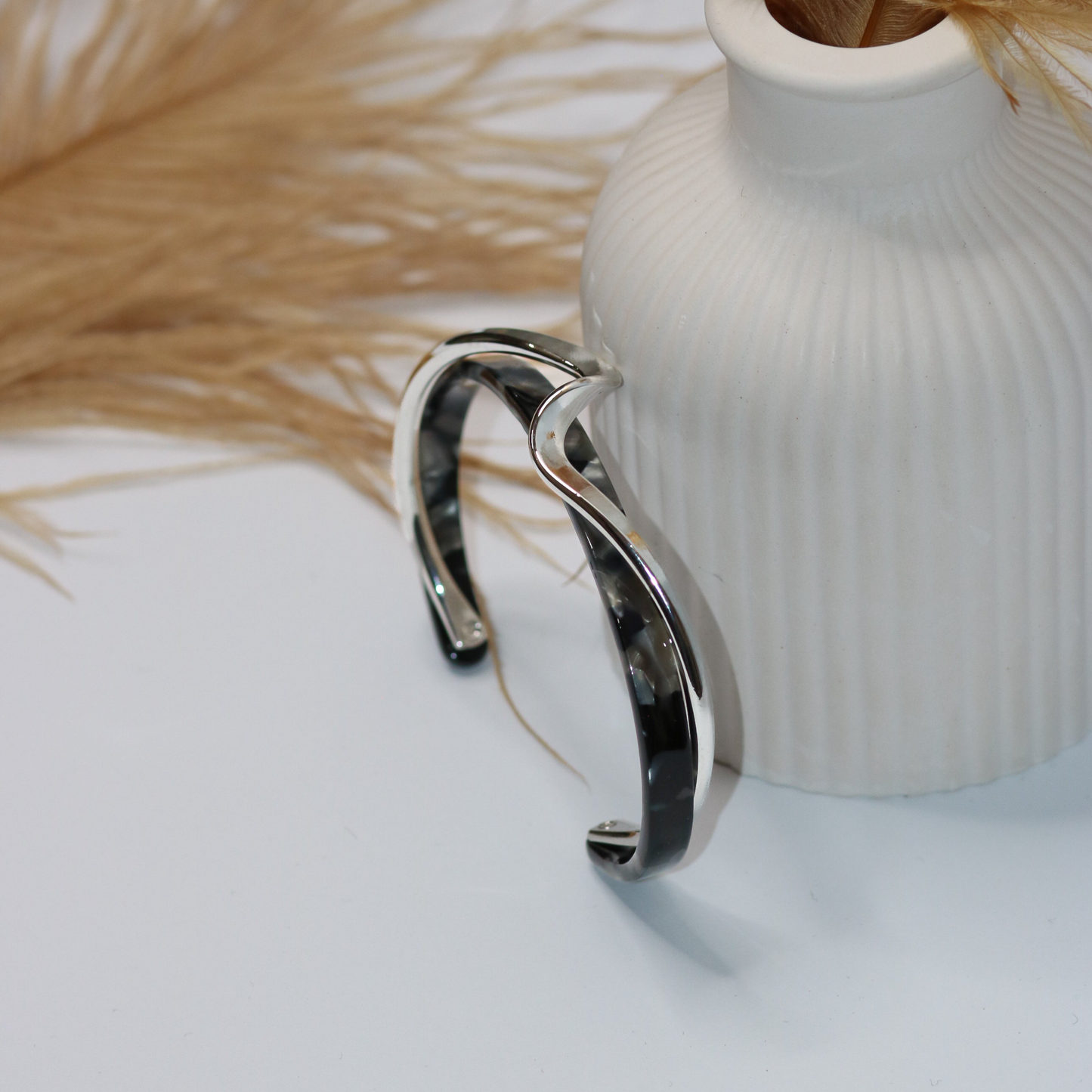 Black Two Tone Cuff Bangle