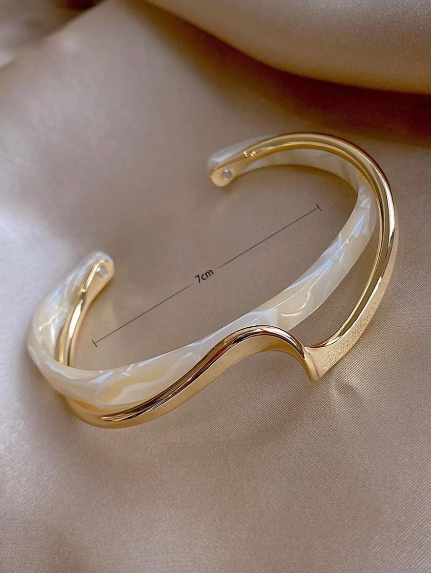 White Two Tone Cuff Bangle