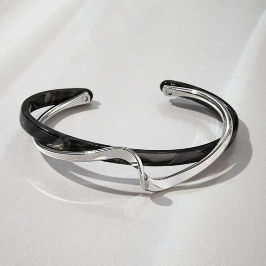 Black Two Tone Cuff Bangle