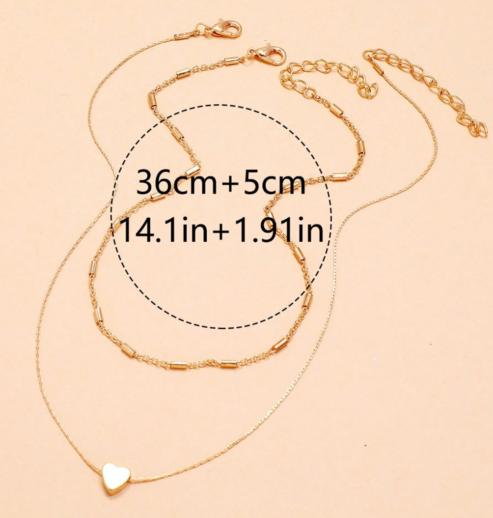 2pc Heart Pendant Necklace