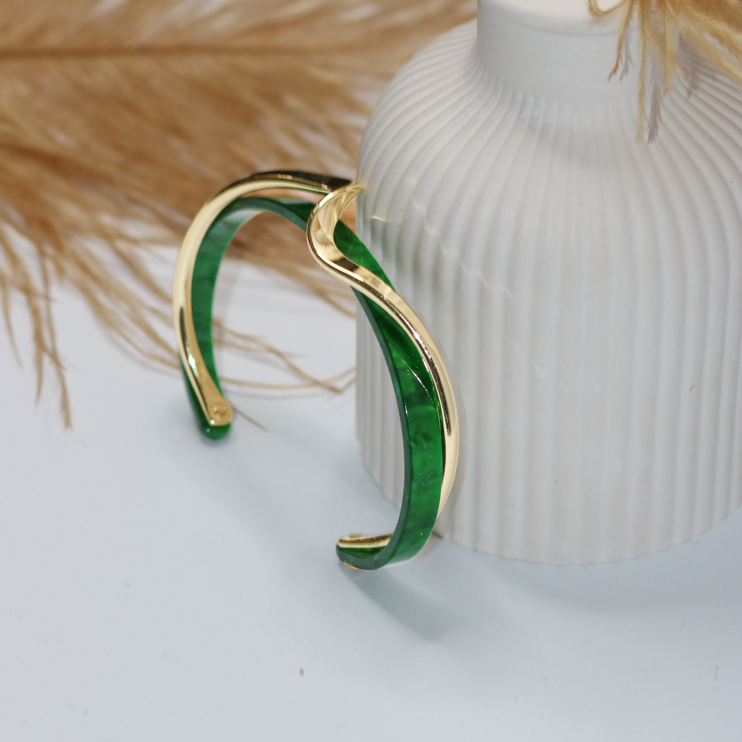 Two Tone Green Cuff Bangle