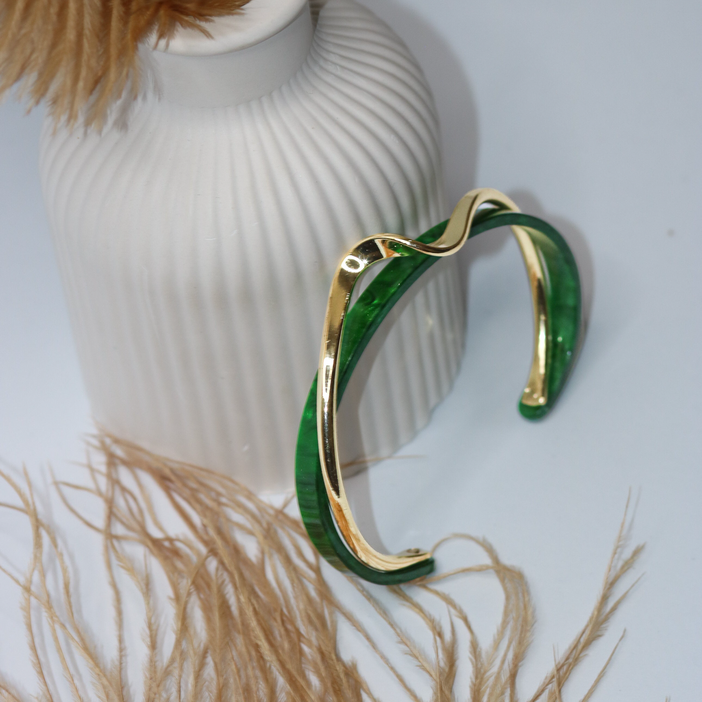 Two Tone Green Cuff Bangle